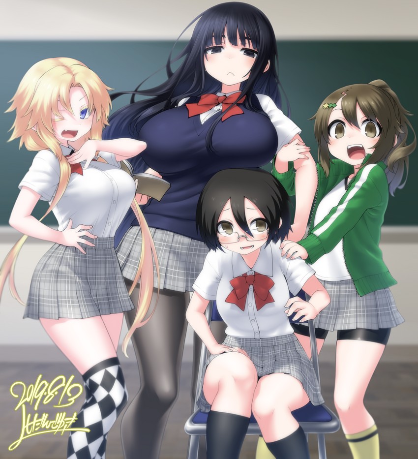 inuyama kuroe, himekawa hinari, yamada yoshino, and hizato akari (original) drawn by yoshida_hideyuki