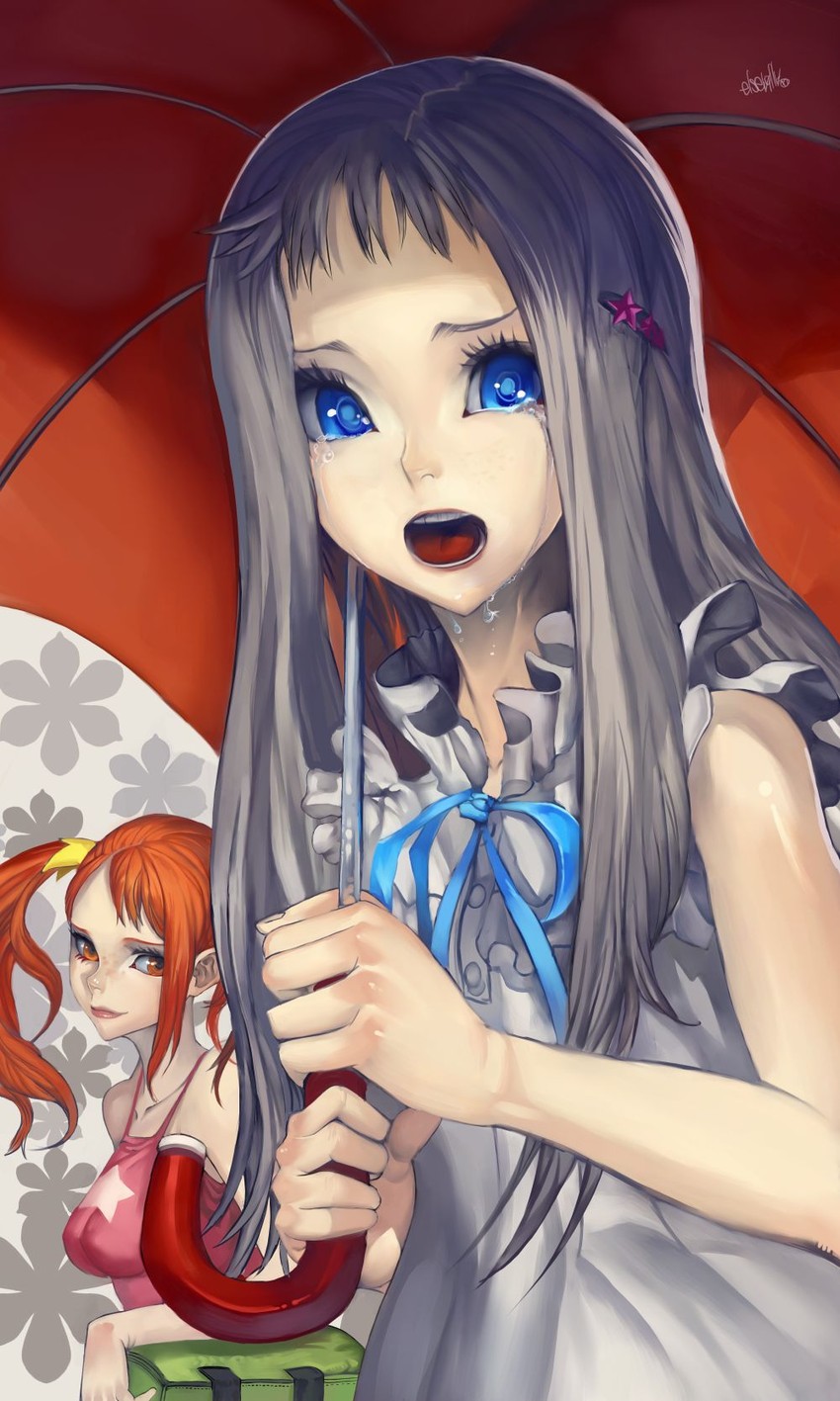 honma meiko and anjou naruko (ano hi mita hana no namae wo bokutachi wa mada shiranai.) drawn by elsevilla