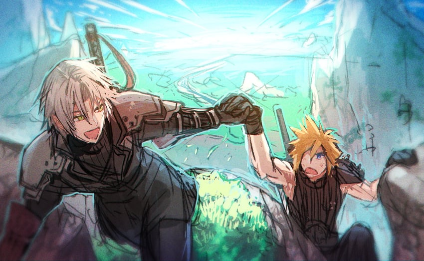 cloud strife and sephiroth (final fantasy and 3 more) drawn by none_(kameko227)
