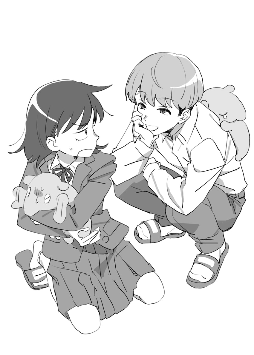 hatono chihiro, takami kouki, and self-doubt animal (futsuu no keion-bu) drawn by snsikwii