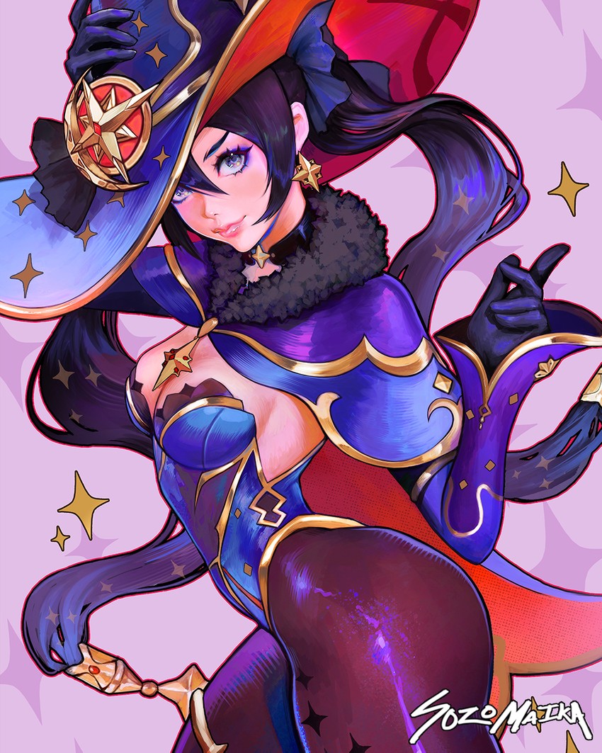 mona (genshin impact) drawn by sozomaika
