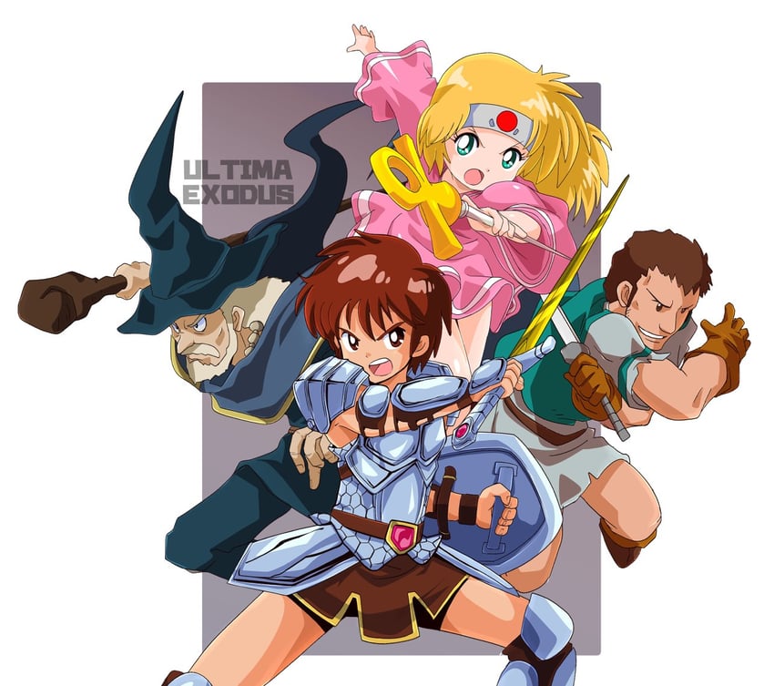 sister, wizard, thief, and fighter (ultima and 2 more) drawn by sakurajyousui_nami
