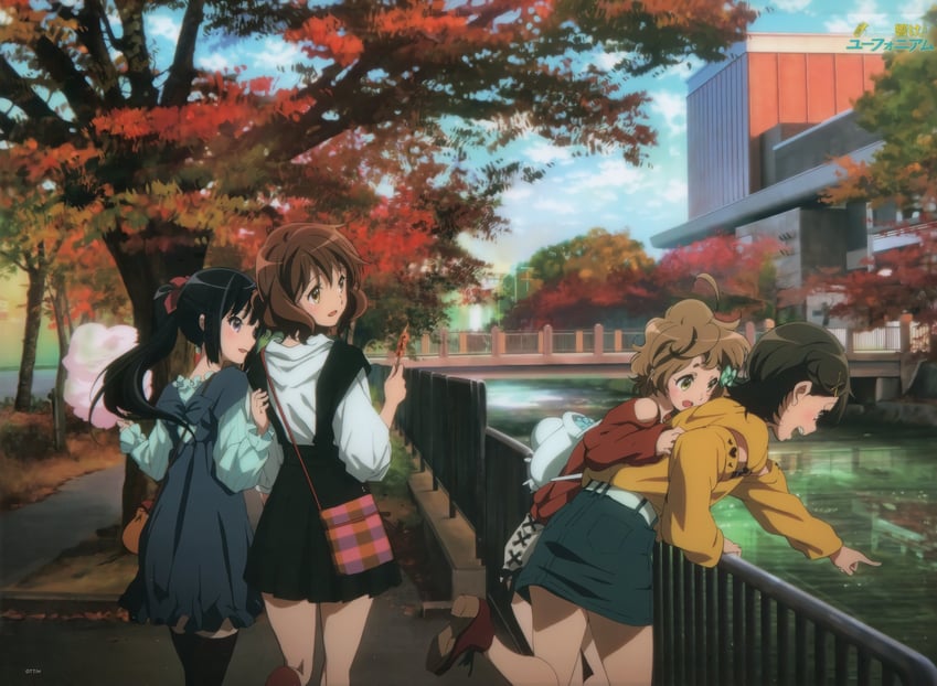 oumae kumiko, kousaka reina, kawashima sapphire, and katou hazuki (hibike! euphonium) drawn by ikeda_shouko