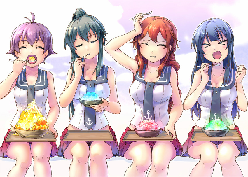 yahagi, noshiro, agano, and sakawa (kantai collection) drawn by magenta_(atyana)