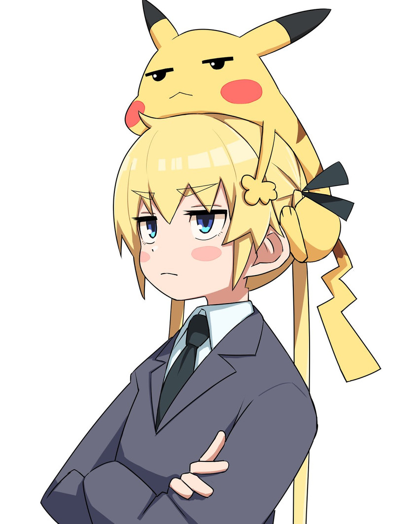 pikachu and sonya (pokemon and 2 more) drawn by yachima_tana