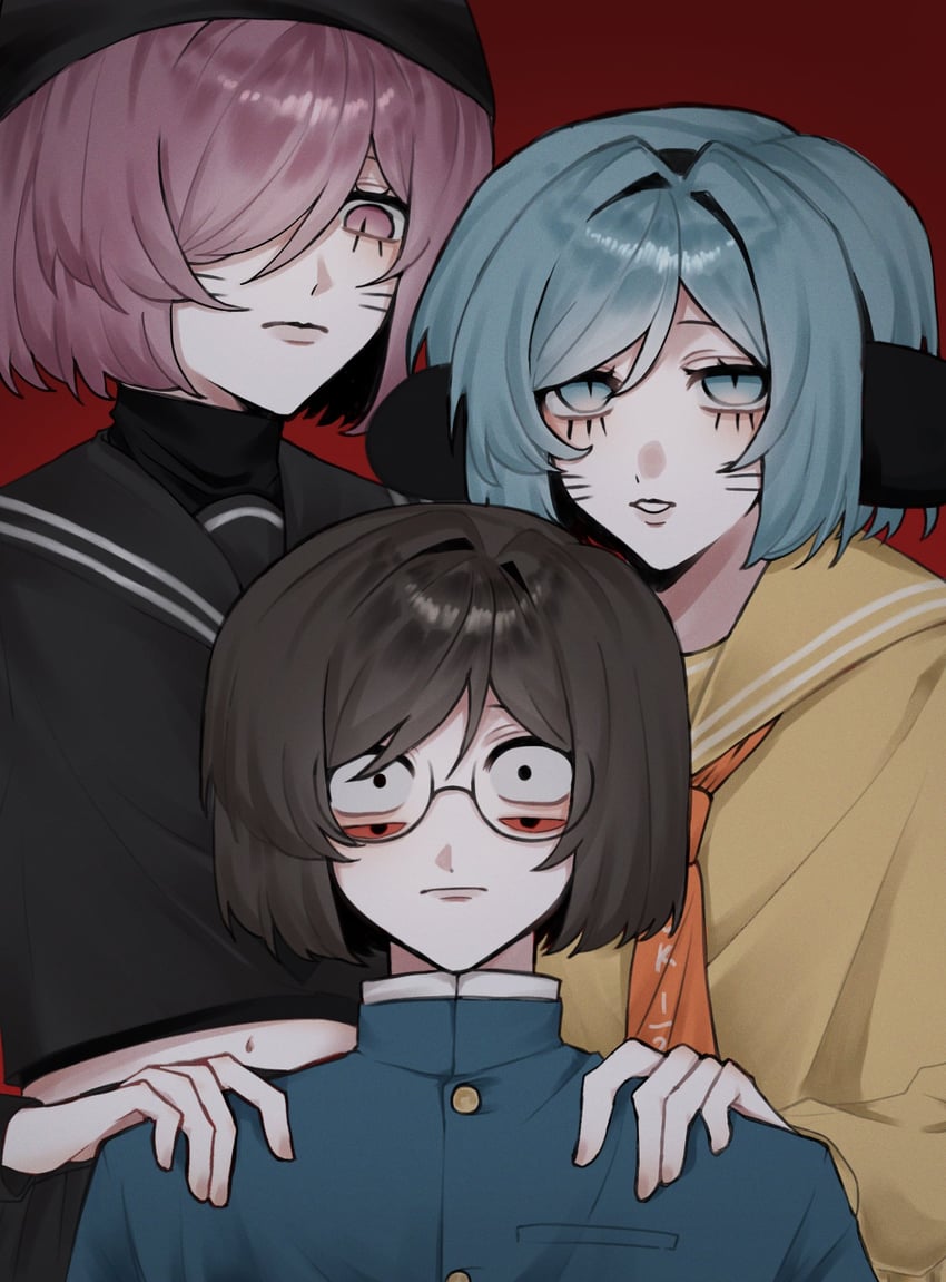 nyon, nyen, luther von ivory, and dream luther (randal's friends) drawn by e_sora_0_0