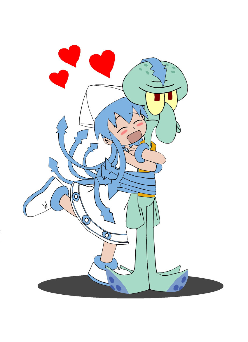 ikamusume and squidward tentacles (shinryaku! ikamusume and 1 more) drawn by ricardoamorim0709