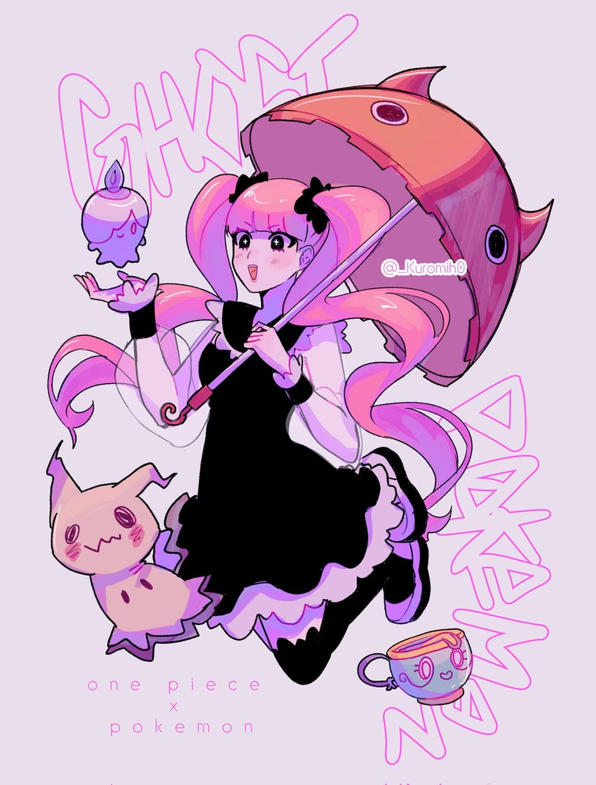 mimikyu, perona, litwick, and sinistea (pokemon and 1 more) drawn by mih0