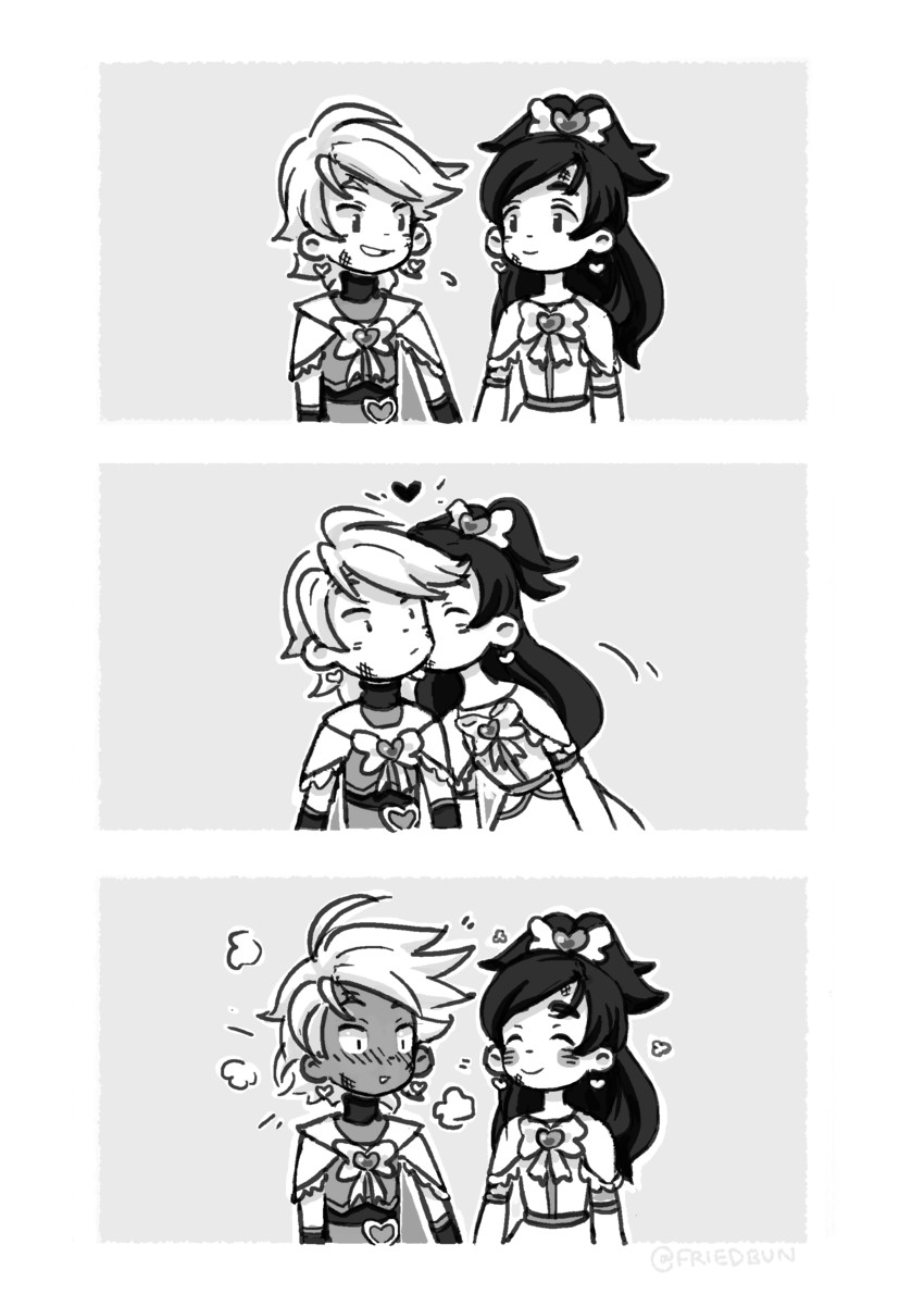 misumi nagisa, yukishiro honoka, cure black, and cure white (precure and 1 more) drawn by friedbun