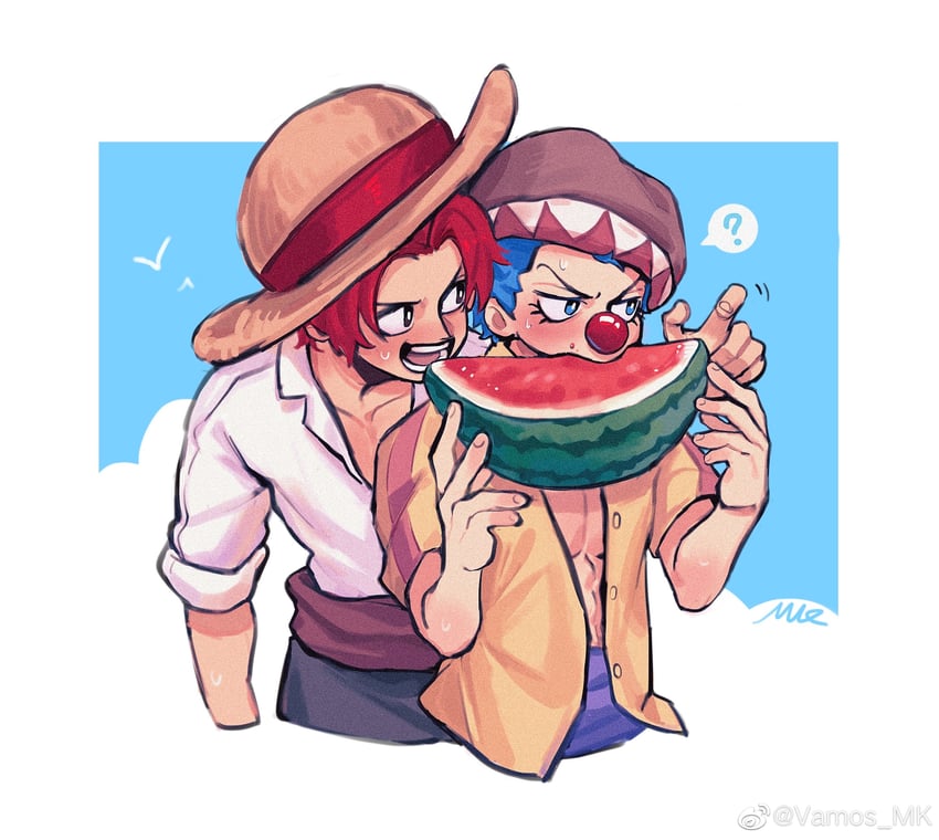 shanks and buggy the clown (one piece) drawn by vamos_mk