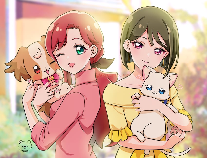 nekoyashiki yuki, inukai komugi, nekoyashiki sumire, and inukai youko (precure and 1 more) drawn by moro_precure