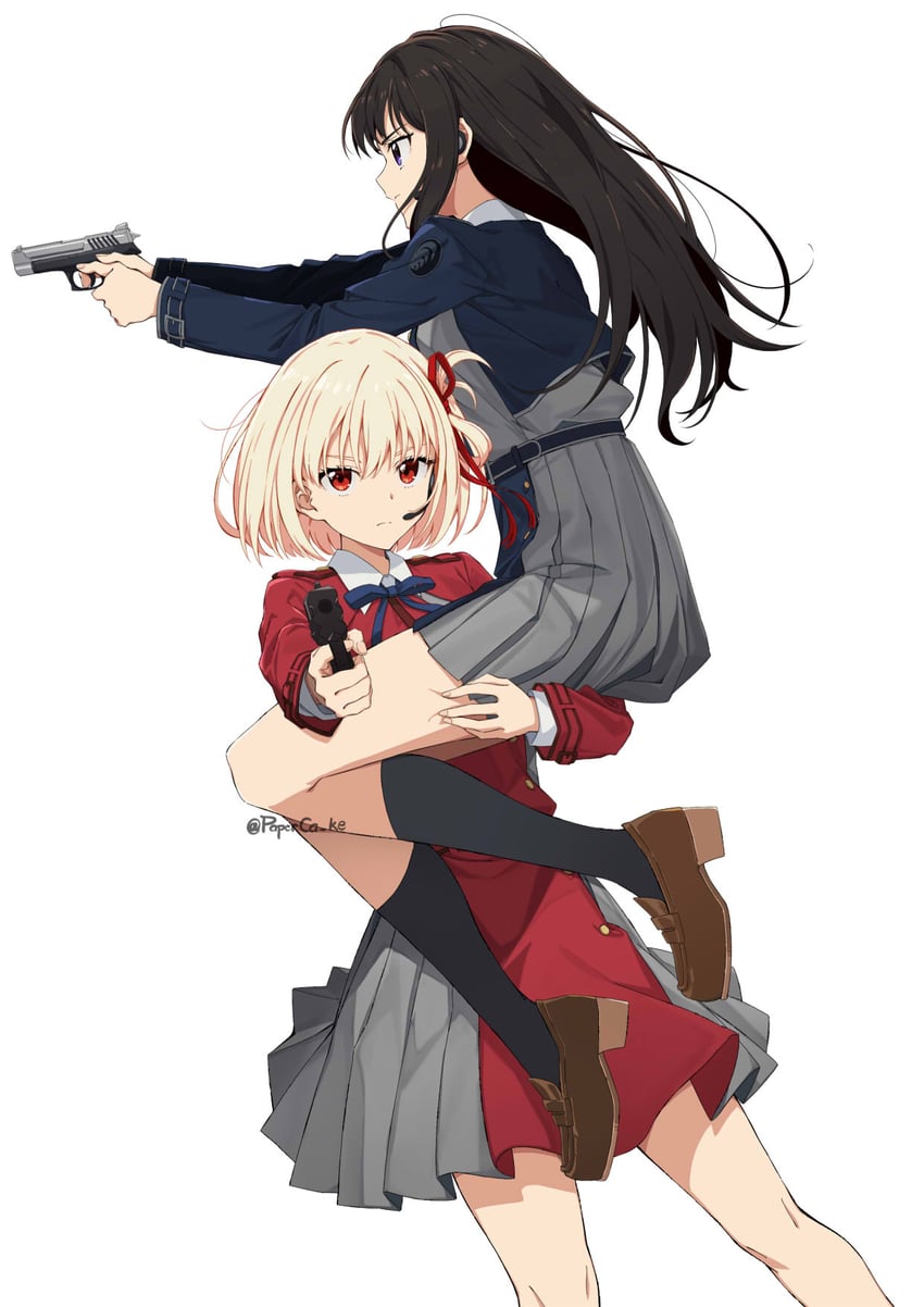 nishikigi chisato and inoue takina (lycoris recoil) drawn by paperca-ke