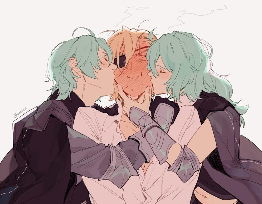 dimitri alexandre blaiddyd, female byleth, and male byleth (fire emblem and 1 more) drawn by worvies