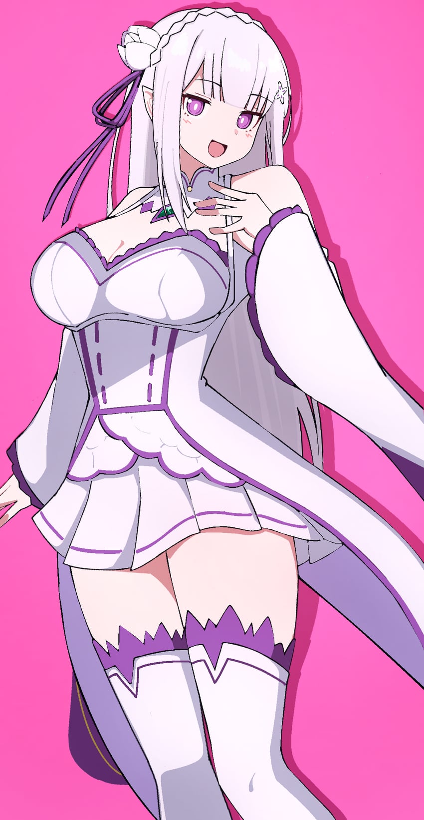 emilia (re:zero kara hajimeru isekai seikatsu) drawn by yuntaro_(ramen_star)
