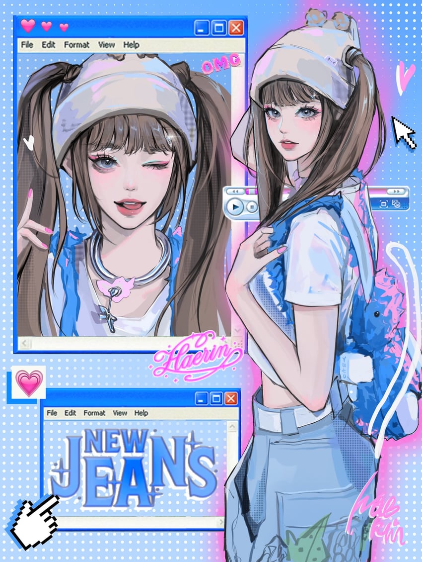 haerin (real life and 3 more) drawn by yutoy_(gravity11_)