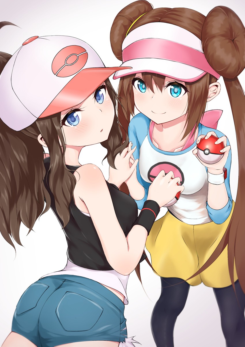 rosa and hilda (pokemon and 2 more) drawn by hisei