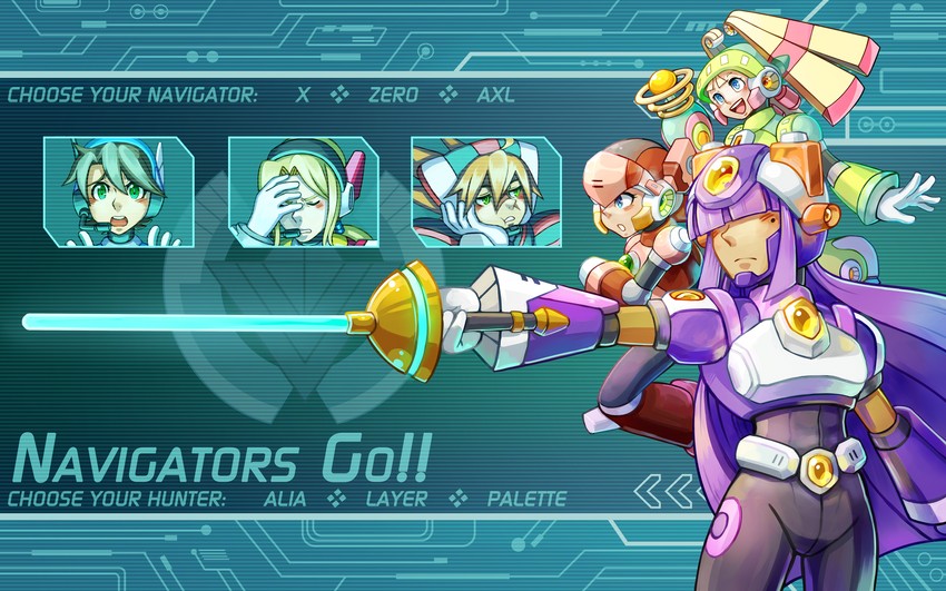 zero, x, axl, alia, layer, and 1 more (mega man and 2 more) drawn by skycompass