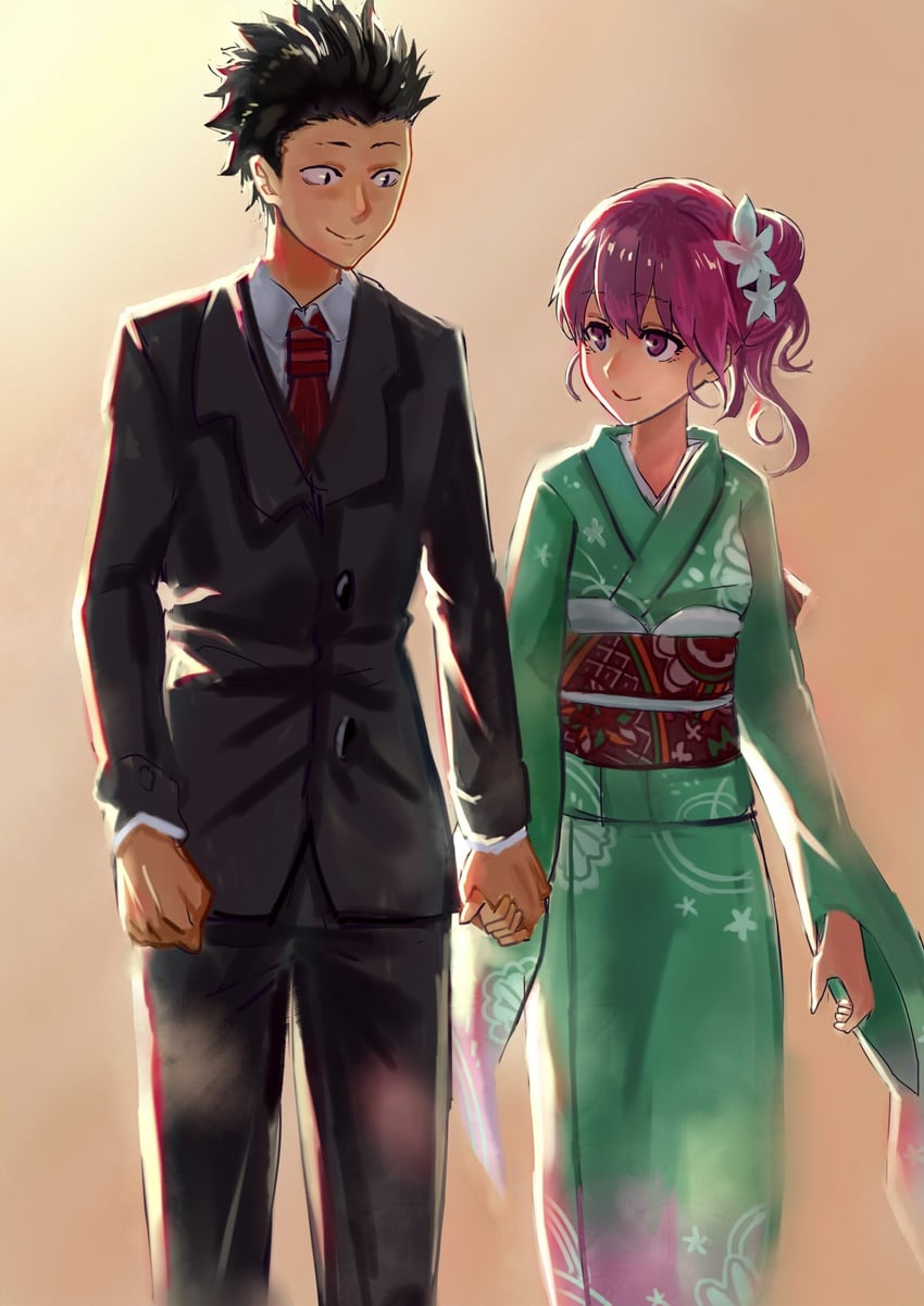 nishimiya shouko and ishida shouya (koe no katachi) drawn by hei_niao