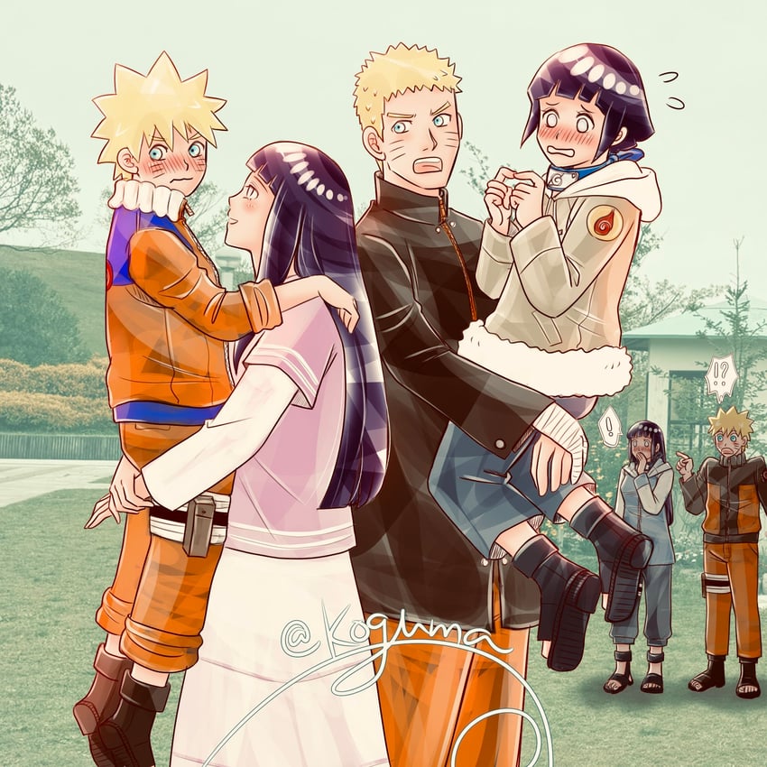 uzumaki naruto and hyuuga hinata (naruto and 2 more) drawn by koguma_05