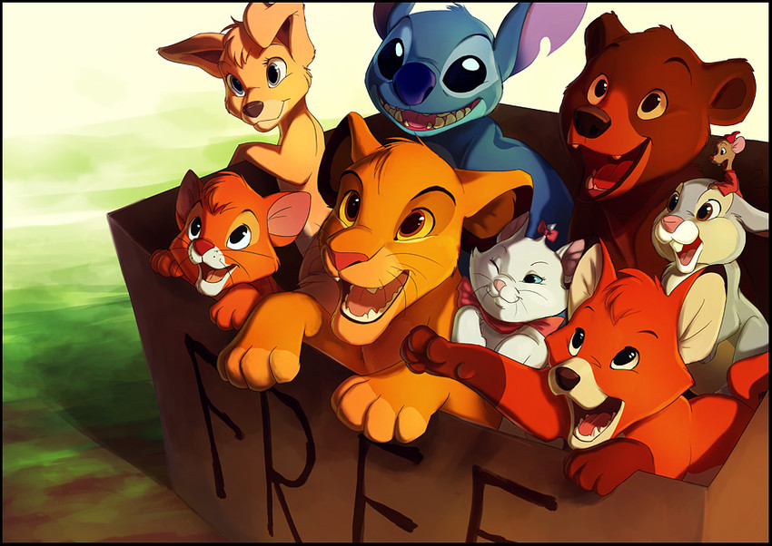 stitch, simba, tod, marie, thumper, and 3 more (disney and 9 more) drawn by devin_elle_kurtz