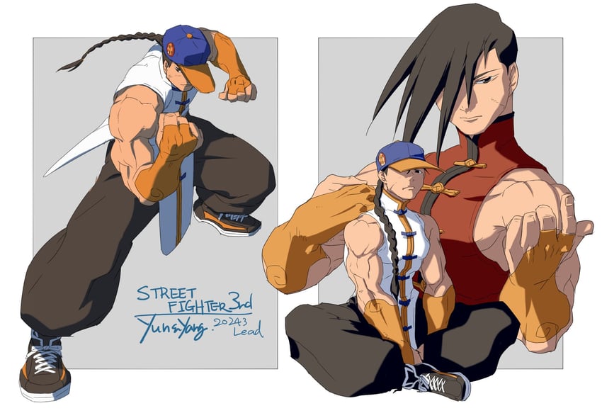 yun lee and yang lee (street fighter and 1 more) drawn by osanpogakari