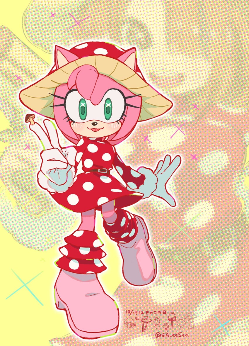amy rose and komori kinoko (boku no hero academia and 1 more) drawn by konjiki_ringo