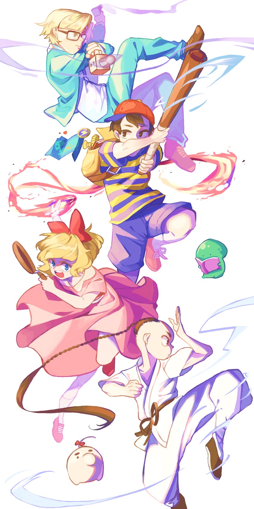 ness, paula, doseisan, jeff andonuts, poo, and 1 more (mother and 1 more) drawn by gtcockroach