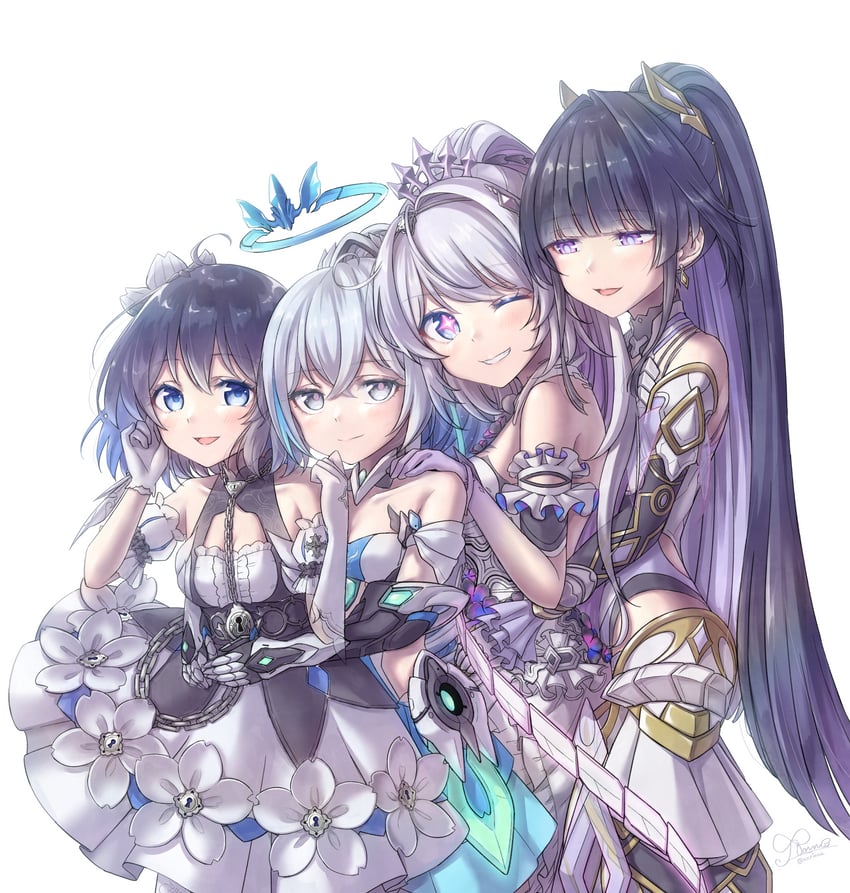 kiana kaslana, raiden mei, bronya zaychik, and seele vollerei (honkai and 1 more) drawn by rinna_(xxrinna)