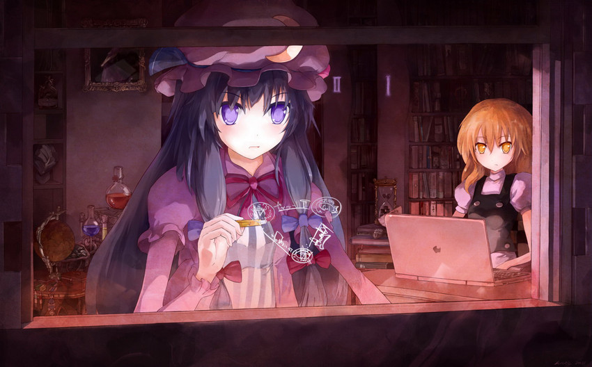kirisame marisa and patchouli knowledge (touhou) drawn by arctic_(lukeazzameen)