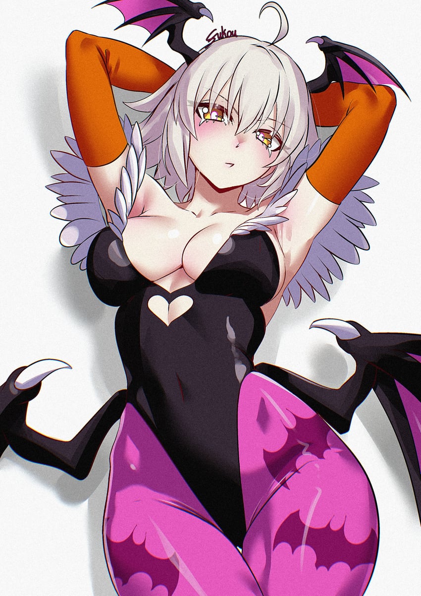 jeanne d'arc alter and morrigan aensland (fate and 2 more) drawn by fukou