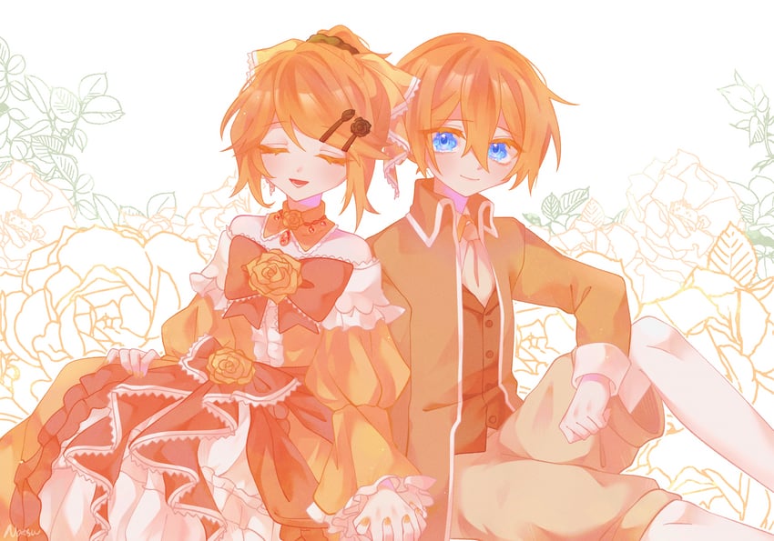 kagamine rin, kagamine len, riliane lucifen d'autriche, and allen avadonia (vocaloid and 2 more) drawn by natsu29380387