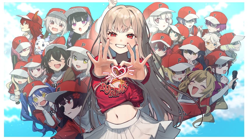 ange katrina, inui toko, hoshikawa sara, amamiya kokoro, furen e lustario, and 18 more (nijisanji and 3 more) drawn by sugoikabe