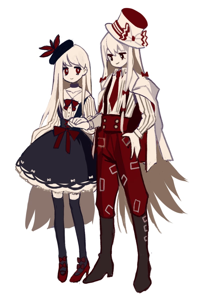fujiwara no mokou and kamishirasawa keine (touhou) drawn by harrymiao