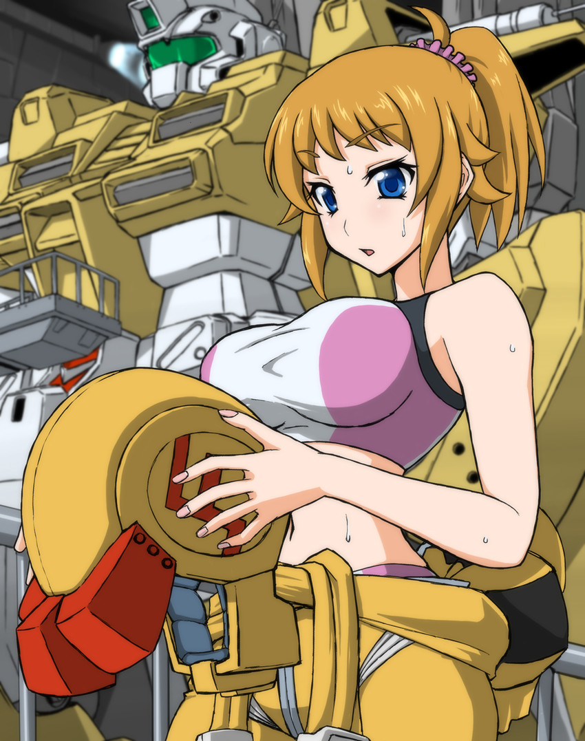 hoshino fumina and powered gm cardigan (gundam and 2 more) drawn by koutarou_(plusdrive)