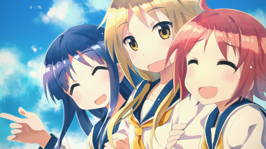 ichii yui, hinata yukari, and nonohara yuzuko (yuyushiki) drawn by yuuki_tatsuya