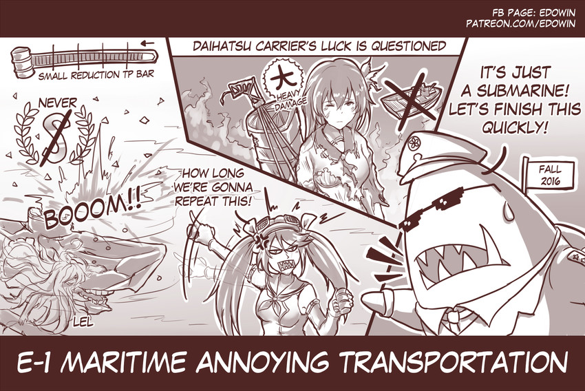 admiral, kisaragi, isuzu, submarine princess, and tidehunter (kantai collection and 2 more) drawn by edwin_(cyberdark_impacts)