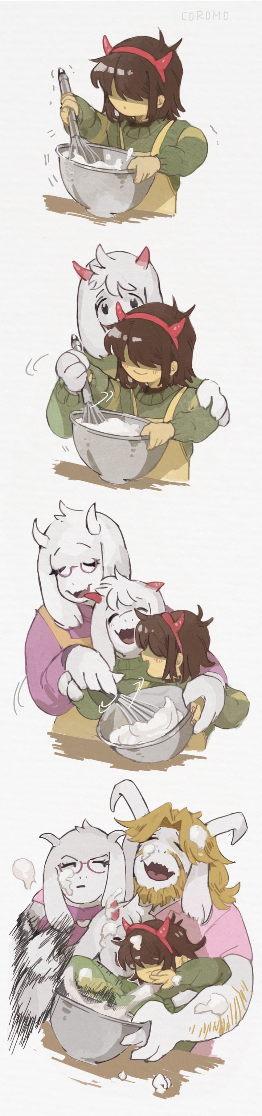kris, toriel, ralsei, and asgore dreemurr (deltarune) drawn by corogarucoromo