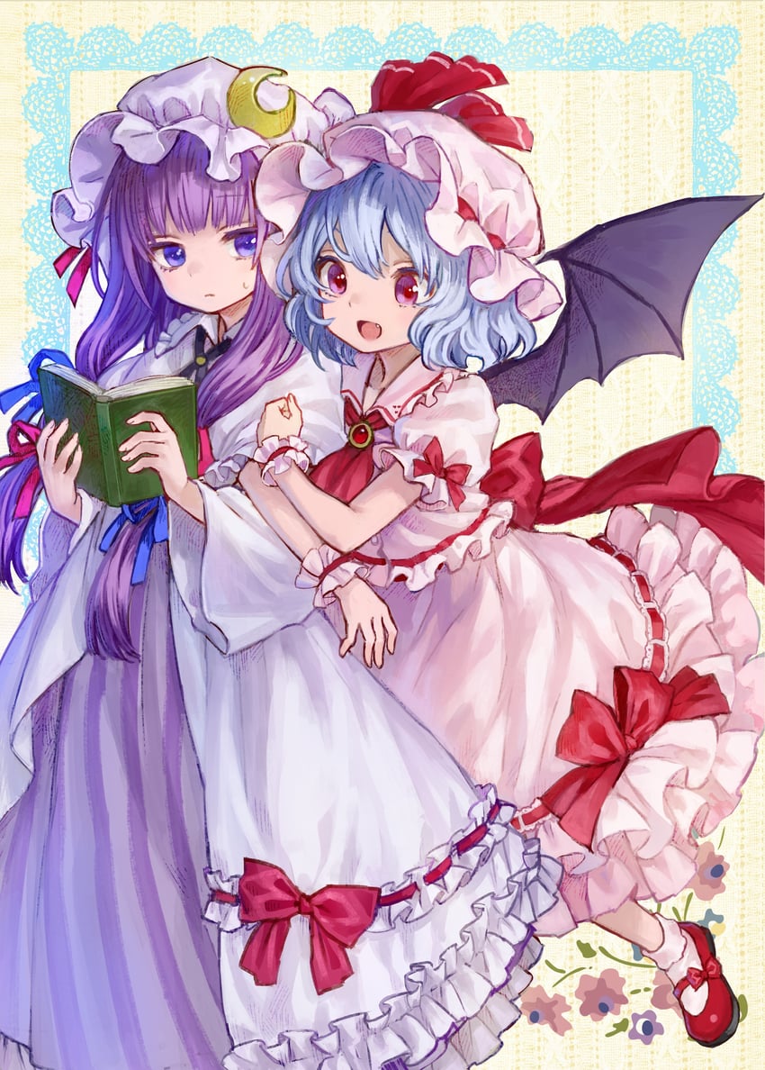 remilia scarlet and patchouli knowledge (touhou) drawn by ama-tou