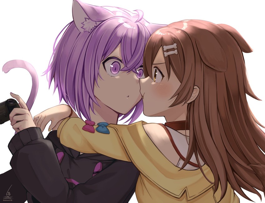 nekomata okayu and inugami korone (hololive) drawn by yumi_(koumotoyumi)