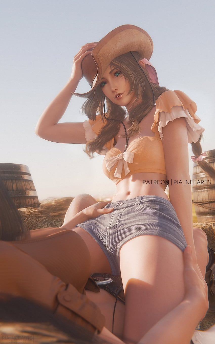 tifa lockhart and aerith gainsborough (final fantasy and 2 more) drawn by ria_(baka-neearts)