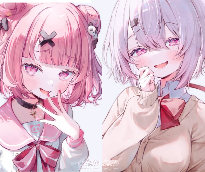 shiina yuika and sasaki saku (nijisanji) drawn by shiroromi