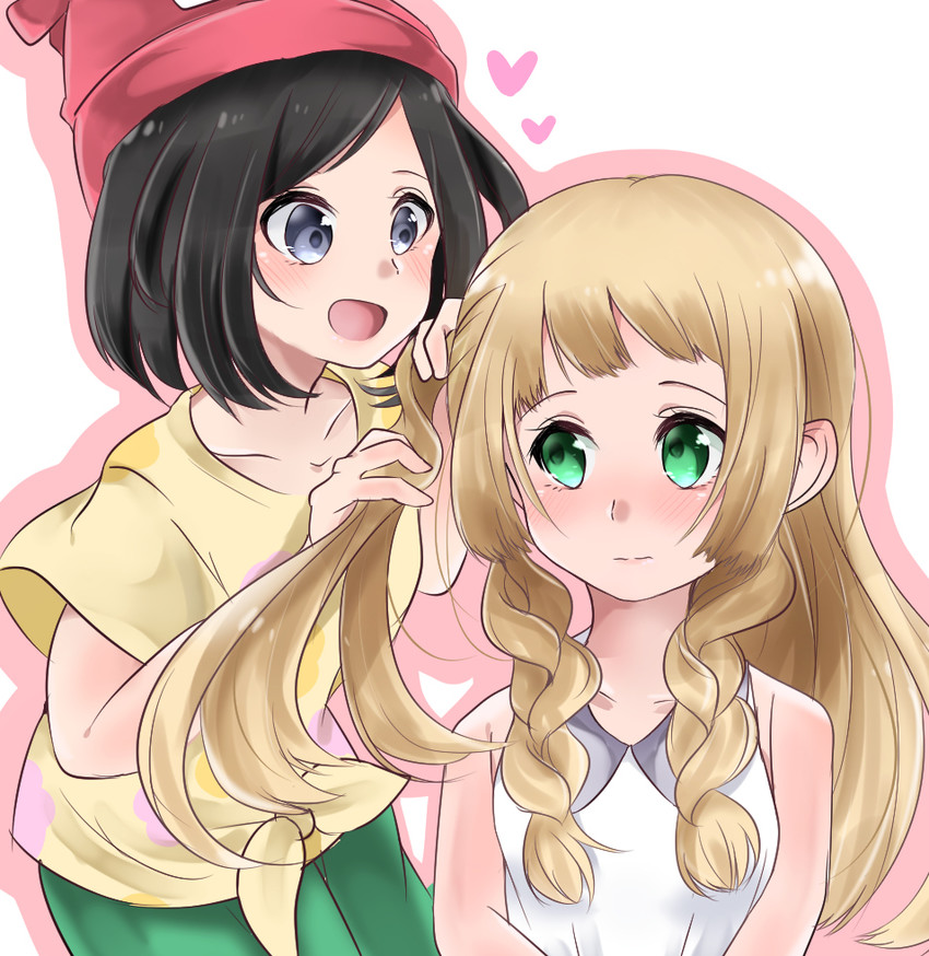lillie and selene (pokemon and 1 more) drawn by kinoyoru_(kiya0118)