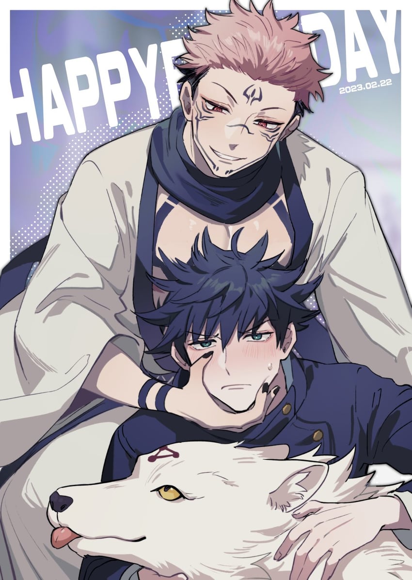 fushiguro megumi, ryoumen sukuna, and gyokuken (jujutsu kaisen) drawn by ming_(5unri5e666)