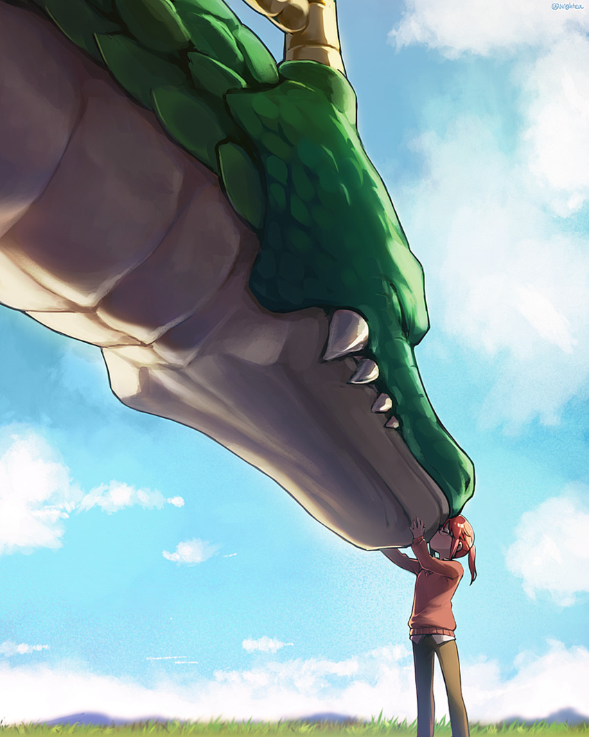 kobayashi and tohru (kobayashi-san chi no maidragon) drawn by nightea