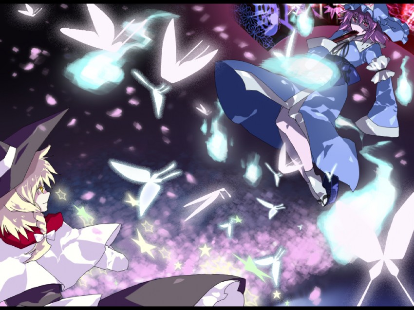 kirisame marisa and saigyouji yuyuko (touhou and 1 more) drawn by fori