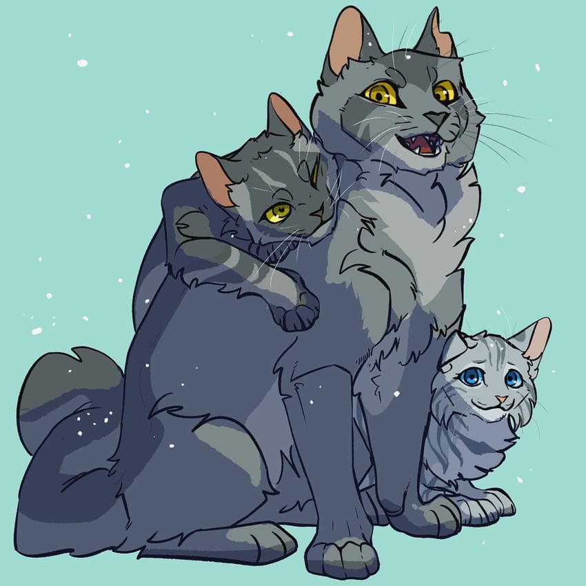 graystripe, stormfur, and feathertail (warrior cats and 1 more) drawn by fugu_(fugusunburst55)