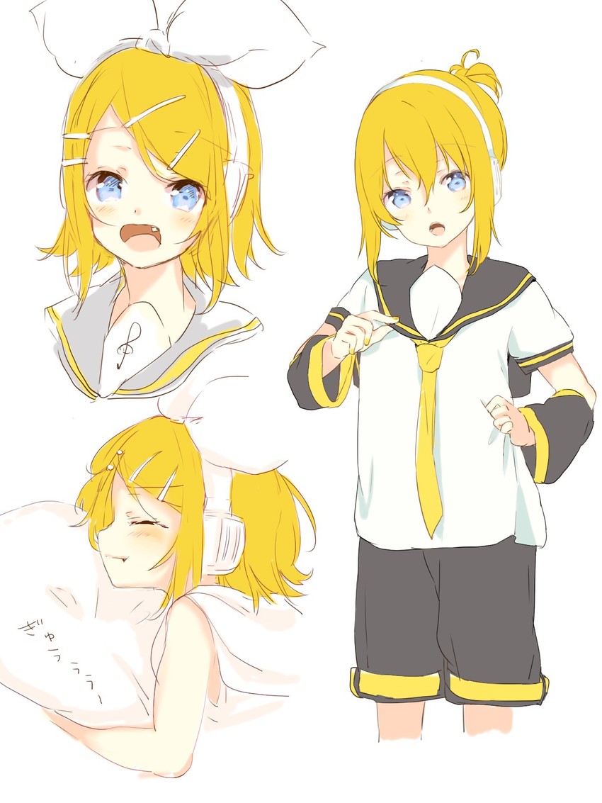 kagamine rin and kagamine len (vocaloid) drawn by oyamada_gamata