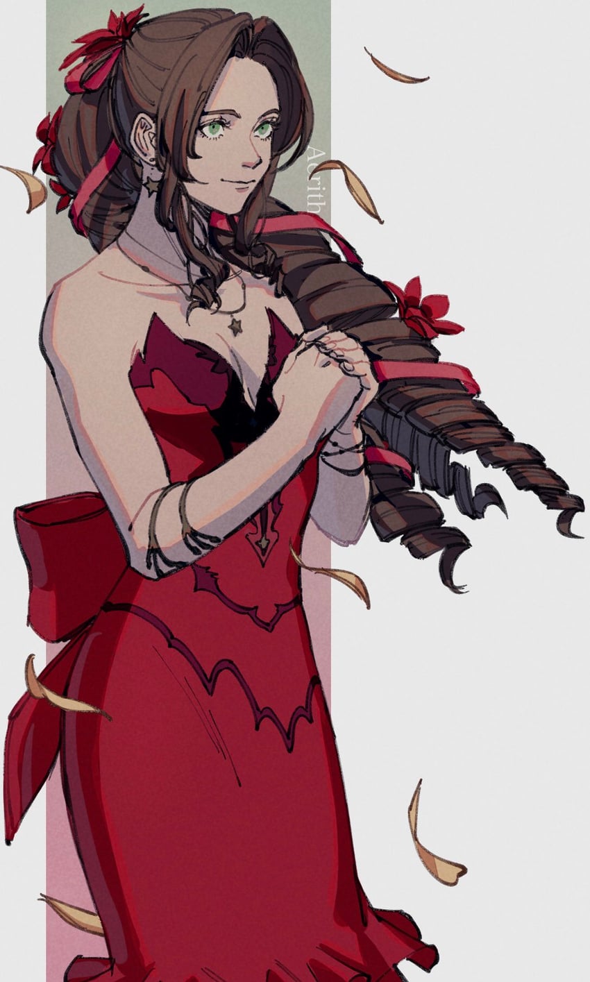 aerith gainsborough (final fantasy and 2 more) drawn by oimo_(oimkimn)