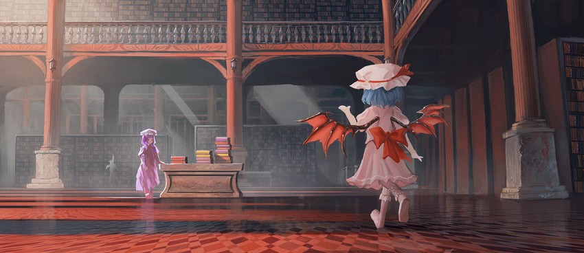 remilia scarlet, patchouli knowledge, and koakuma (touhou) drawn by fjsmu
