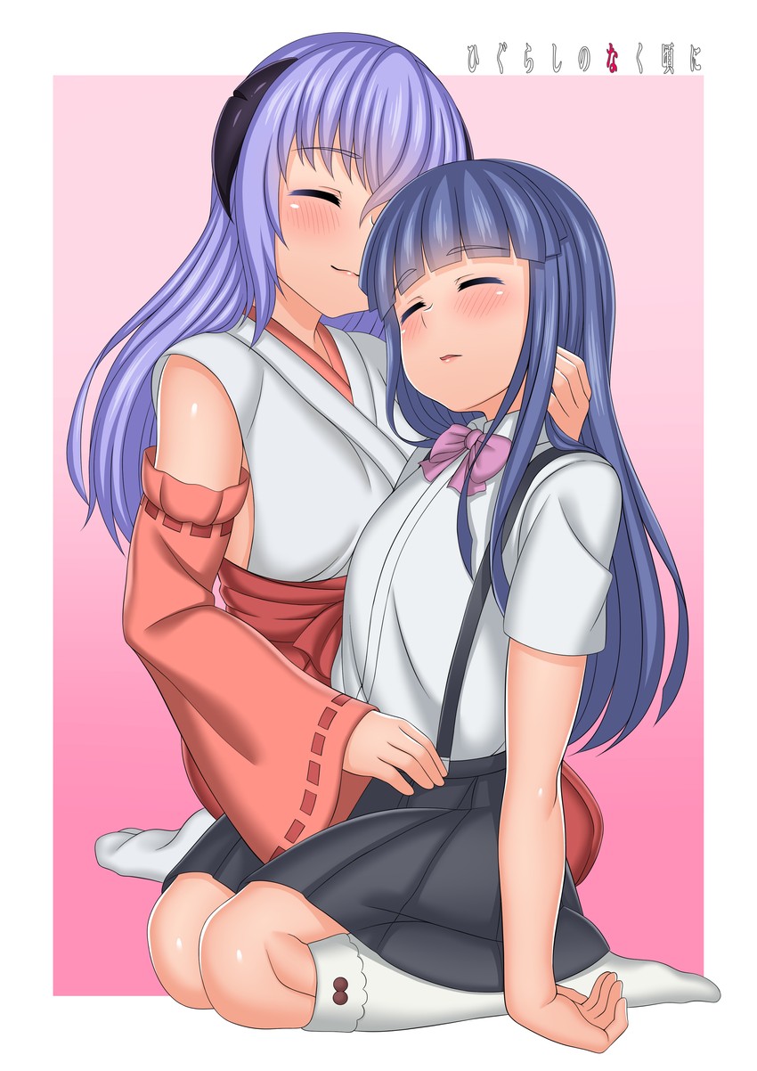 furude rika and hanyuu (higurashi no naku koro ni) drawn by the-_-bio